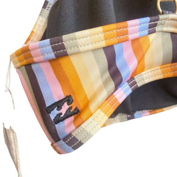 NWT Billabong Multi - Brown & Yellow Stripe Triangle Bikini Top, size Large/ 12 - Picture 7 of 12